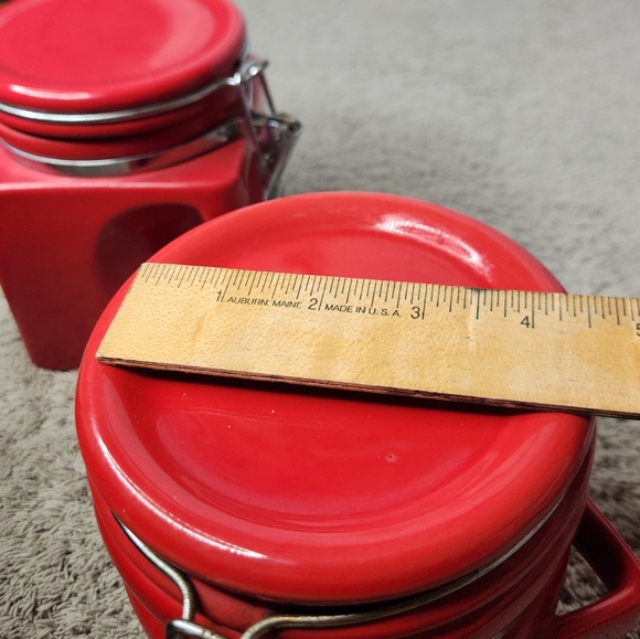 3 Red Kitchen Canisters - Picture 6 of 16
